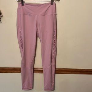 Victoria’s Secret Sport legging. Light Pink size: Large. Mesh sides lace detail.